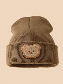 1 件儿童熊针织帽，婴儿无檐便帽，适合户外和日常穿着，保暖 - 彩色 - 查看 21