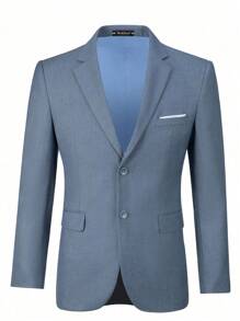 Furuyal 男士西装，绅士简约修身单排扣商务三件套，男士西装外套、马甲和西裤套装，适合婚礼、派对、舞会等场合，尽显绅士风范，牛仔蓝配色，尺码 XS-XXXL