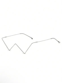 1pc Ladies' Asymmetric W Shaped Rhinestone Decorated Eyeglass Frame With As Gift