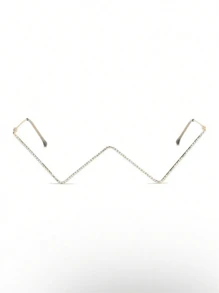 1pc Ladies' Asymmetric W Shaped Rhinestone Decorated Eyeglass Frame With As Gift