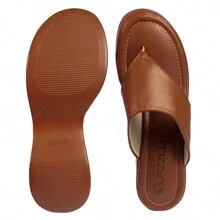 LAZZLU SHOES Women's Wedge Heel Comfortable Platform Clogs - Camel - View 4