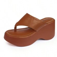 LAZZLU SHOES Women's Wedge Heel Comfortable Platform Clogs - Camel - View 5