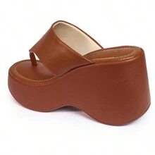 LAZZLU SHOES Women's Wedge Heel Comfortable Platform Clogs - Camel - View 6