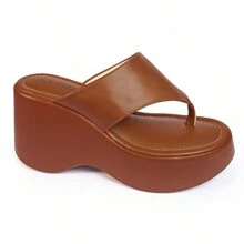 LAZZLU SHOES Women's Wedge Heel Comfortable Platform Clogs - Camel - View 2