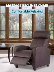 DOPINMIN Recliner Chair Breathable Padded PU Leather Massage Single Sofa Recliners For Small Recliner Chair With Footrest Home Theater Seating For Bedroom Living Room - 棕色 - 查看 1