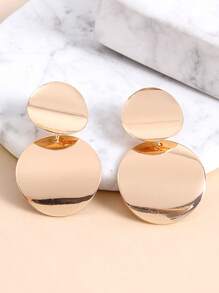 2pcs Fashion Non Piecred Clip On Earrings Gold Black Metal Round Disc Statement Ear Clips For Women Party Gift - Clip - View 5