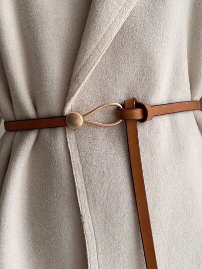 1pc Brown Women's Knotted Skinny Belt, Suitable For Dress, Suit, Sweater, Decorative Waist Belt Summer, School