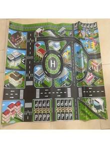 1pc, City Traffic Play Mat, Large Non-Woven Game Pad, Waterproof Moisture-Proof, Interactive Road Map For Kids Playing With Toy Cars, Room Decor, Educational Tool Christmas Gift(Random Accessories)