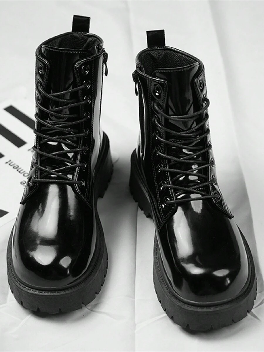 2024 Autumn/Winter New Arrivals, Holiday Edition, Special Offer - Plus Size Women Wide-Fitting Ankle Boots & Short Boots, Black Patent Leather Boots Runs Large, Oversized, Thick Bottom Couples High-Top Leather Riding Boots, Small & Large Sizes, Minimalist Slip-On Shoes, Unisex Casual Outdoor Sneakers, Business Work Shoes, Black Classic Formal Wedding Groom Shoes