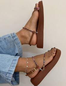 Women's Papete Dedo Color Sandal Anabela Birken Flatforn Platform Sandal - Lạc đà - Xem 3