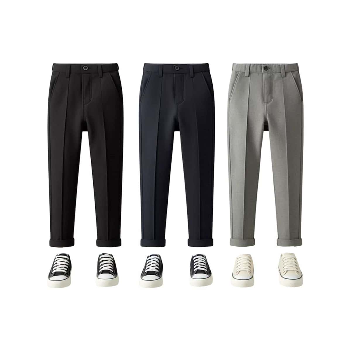 PEPPERMINT - School Trousers For Boys With Elastic Waistband Modern Elegant Youth - Quality And Durability