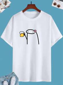 Playeras para parejas. Playeras couple outfit, DOS piezas, Duo, twins Beer flor dibujo bebida , playa, partu, casual,novios, hermanos - Blanco - Ver 4