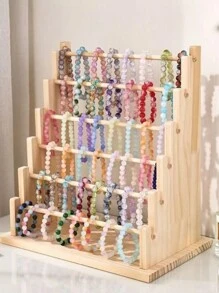 1pc Removable Wooden Bracelet Display Stand, Earring Holder Organizer For Bangle, Watch, Jewelry Accessories Back To School