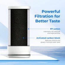 Waterdrop WD-FF-03A Replacement Filter For Carbon Block Faucet Filter System, Reduces 94.42% Chlorine, Bad Taste And More, Lasts Up To 9 Months (3-Pack) - White - View 3