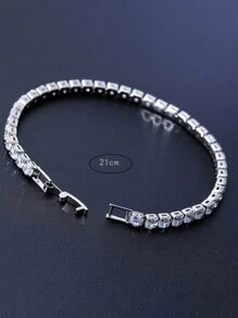 Tkool 1pc Fashionable Bling Rhinestone Decorated Unisex Hip Hop Style Bracelet - Silver - View 4