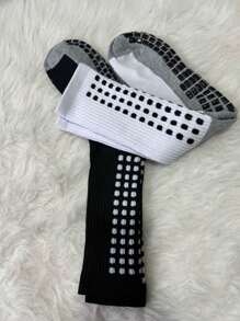 1 Pair Anti-Slip Soccer Socks Unisex Sports Gym Adult Sport - 黑色 - 查看 2