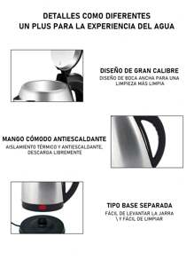 Hervidor eléctrico de acero inoxidable de 2L, hervidor de agua caliente, hervidor inalámbrico - Plateado - Ver 11