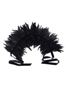 1 件女士羽毛项圈、乌鸦羽毛披肩、万圣节天鹅湖女巫服装配饰万圣节配饰 - 多色 - 查看 8