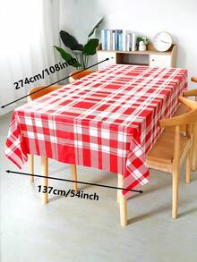 1pc Plaid Tablecloth, 3 Color Variations, Large Plaid Pattern, Rectangle 54*108inch Party Plastic Tablecloth - Multicolor - View 1