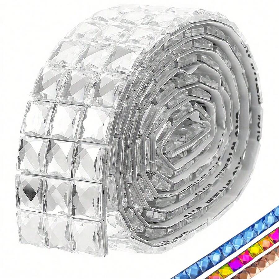 1 Roll Self-Adhesive 3D Glass Fiber Tile Stickers - Contemporary Style, Rhinestone Mosaic Decal For Diy Wall Decor, Home Decoration,Stickers,Wall Decal, Vinyl Decal For Home Decorations,Spring Decoration Items Refresh Your Home,Rama Decoration Stickers Mirror Mirror Wall Room Decor Wall Mirror Mirror For Room Bathroom Decor Living Room Decor