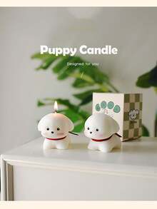Dog Shape Scented Candle, Suitable For Desk And Home Decor - White - View 5