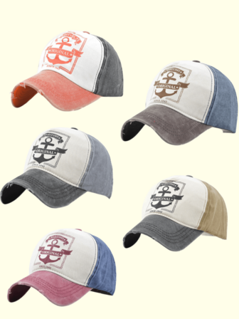 Ladies' Baseball Cap Vintage Aged Baseball Cap Anchor Print Casual Dad Hat Distressed Curved Brim Outdoor Street Hip Hop Cap