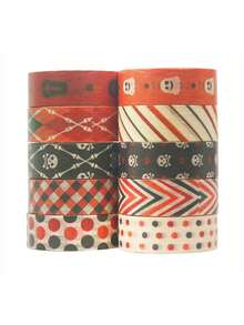 10 卷，万圣节主题和纸胶带，创意设计万圣节图案，节日装饰卧室，派对装饰，学习文具和礼品包装装饰胶带，送给朋友的礼物 - 彩色 - 查看 5