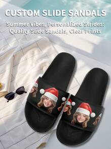 Customized Women's Beach Slippers For Christmas, 3D Printed Christmas Gift, Personalized Photo Furniture Slippers, Cute Custom Slippers, Comfortable For Indoor/Outdoor, Beach, Home, Gift For Couple, Mother, Father, Fiancee, Family, Friends, Siblings, Christmas