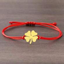 Pulseiras de aço inoxidável da moda trevo trançado à mão corda da sorte pulseira de charme da moda para mulheres joias presentes de festa