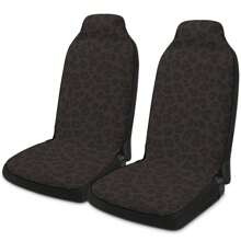 2pcs Animal Print Car Seat Covers Universal Fit For Most Cars, Black And Gray