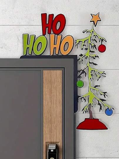 1pc Whimsical Christmas Door Sitter - Wooden Frame Corner Decor For Mirrors, Cabinets & Furniture | Perfect Holiday Gift,Home Decor ,Room Decor,Wall Decor Christmas Decorations