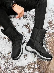 Men's Mid Calf Snow Boots - Winter Outdoor Fashionable Casual Snow Sports Shoes - Faux Fur Lined Insulated Windproof Warm Shoes