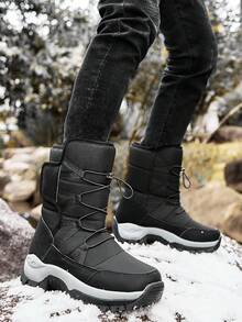 Men's Mid Calf Snow Boots - Winter Outdoor Fashionable Casual Snow Sports Shoes - Faux Fur Lined Insulated Windproof Warm Shoes