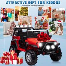 Joyracer 24 Volt Ride On Toy Truck With 2 Seater Remote Control & 400W Power Motors, Kids Ride On Car W/ 4 Wheels Spring Suspension, 3 Speeds, Bluetooth Music, LED Lights - 紅色 - 查看 9