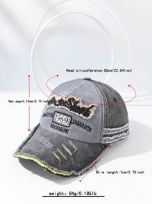 1pc Vintage Distressed Embroidered Letter Baseball Cap - Multicolor - View 8