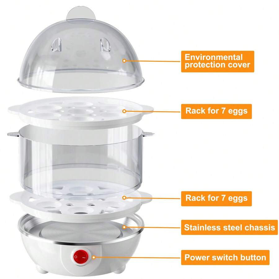 CACHOO 3In1 Electric Egg Cooker For Hard Boiled Eggs, Poacher, Omelet