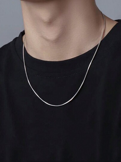 1 pieza Collar de inoxidable, cadena de serpiente simple, estilo de moda retro, longitud de 60cm, adecuado para uso diario y regalo de vacaciones