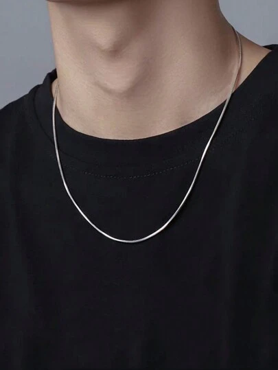 1 pieza Collar de inoxidable, diseño minimalista de cadena de serpiente, estilo retro de moda, longitud de 60 cm, adecuado para uso diario, puede usarse como regalo de vacaciones