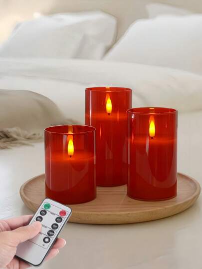 Velas Sem Chama de LED, Velas Pilar de LED Cintilante, Pavio em Gota Aprimorado, Velas Eletrônicas a Pilha, Decoração de Centro de Mesa, Decoração de Casamento, Jardim, Festa de Feriado