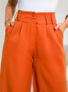 YING ZI Stone Mode Formal Tailored Wide Leg Trousers - Terracotta - View 3