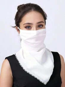 1 pieza Protector solar para el cuello de mujer de gasa ligera con sujetador para la oreja para uso al aire libre - Negro - Ver 13