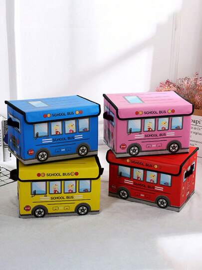 1 Stück faltbare Cartoon-Auto-Aufbewahrungsbox - wasserdicht und feuchtigkeitsbeständig, perfekt für Werkzeuge, Snacks und Kleidung von Studenten, dient auch als Aufbewahrungshocker - ideal für die Organisation im Büro, im Wohnheim und zu Hause