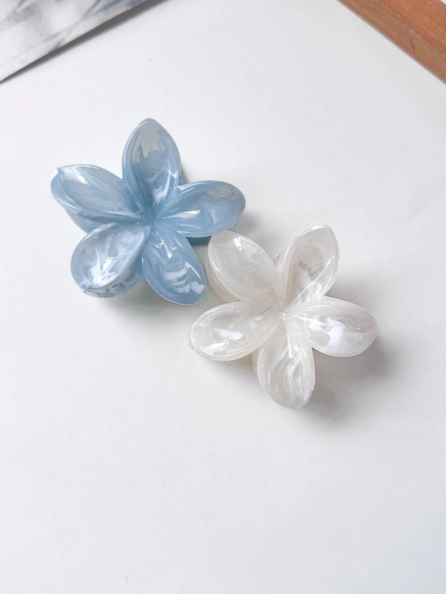 Bộ 2 kẹp tóc hoa acrylic nhiều màu thanh lịch cho nữ, phụ kiện tạo kiểu tóc búi cao, sử dụng hàng ngày cho ngày lễ tình nhân Halloween - Xem 1