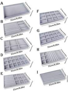 9pcs Fashion Ring Box Earring Jewelry Storage Box (Dustproof Without Cover), Minimalist Jewelry Display Tray, Home Use, Back To School Gift - Grey - View 9