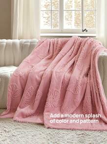1 Miếng Màu thuần Hình bướm Tất cả Mùa Chăn , Phong cách hiện đại Polyester Ba chiều Dệt hoa Ga trải giường Như Khăn trải giường ( Vỏ gối Không bao gồm ) - Hồng - Xem 6