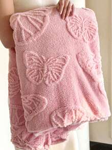 1 Miếng Màu thuần Hình bướm Tất cả Mùa Chăn , Phong cách hiện đại Polyester Ba chiều Dệt hoa Ga trải giường Như Khăn trải giường ( Vỏ gối Không bao gồm ) - Hồng - Xem 9