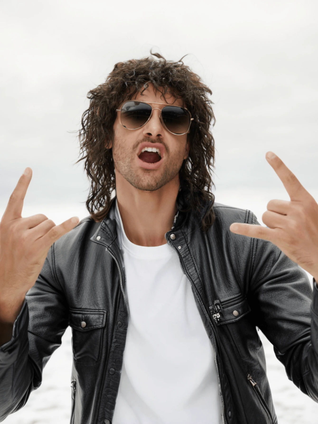 Mens Black 80s Mullet Wig Long 1980s Disco Bogan Punk Rock N Roll Party Costume - Foto 7