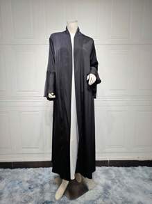 1 chiếc Abaya hở tay bằng vải satin mờ, trang phục thường ngày thanh lịch dành cho phụ nữ - Nhiều màu - Xem 6