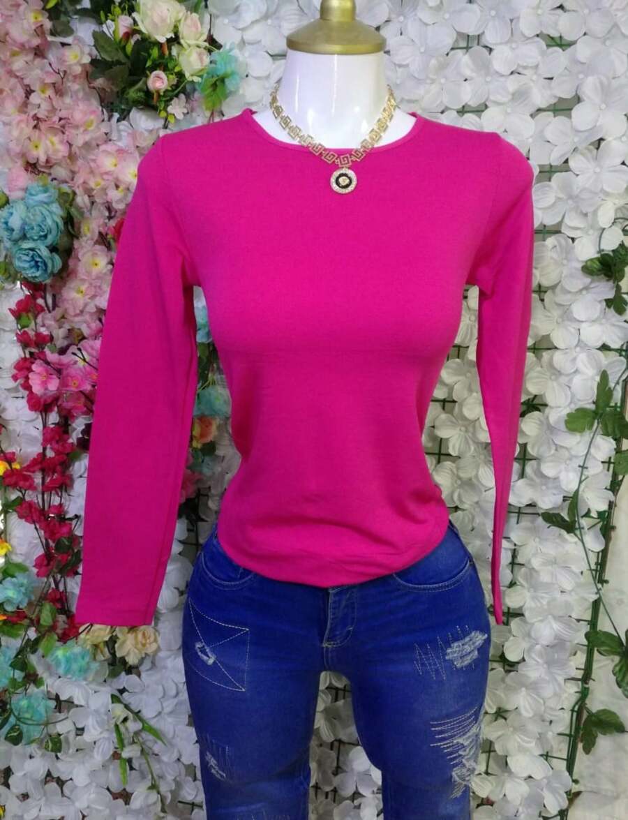 Thermal Blouse ROUND NECK - Hot Pink - View 1