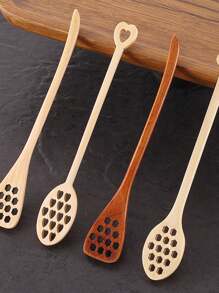 1pc Long Handle Wooden Coffee Stirring Spoon, Honey Wood Mixing Stick Creative Stirrer Multipurpose Wooden Spoon - Multicolor - View 11